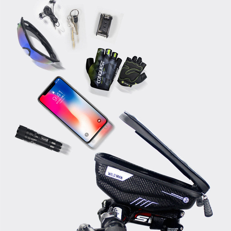 bicycle bag with mobile holder black