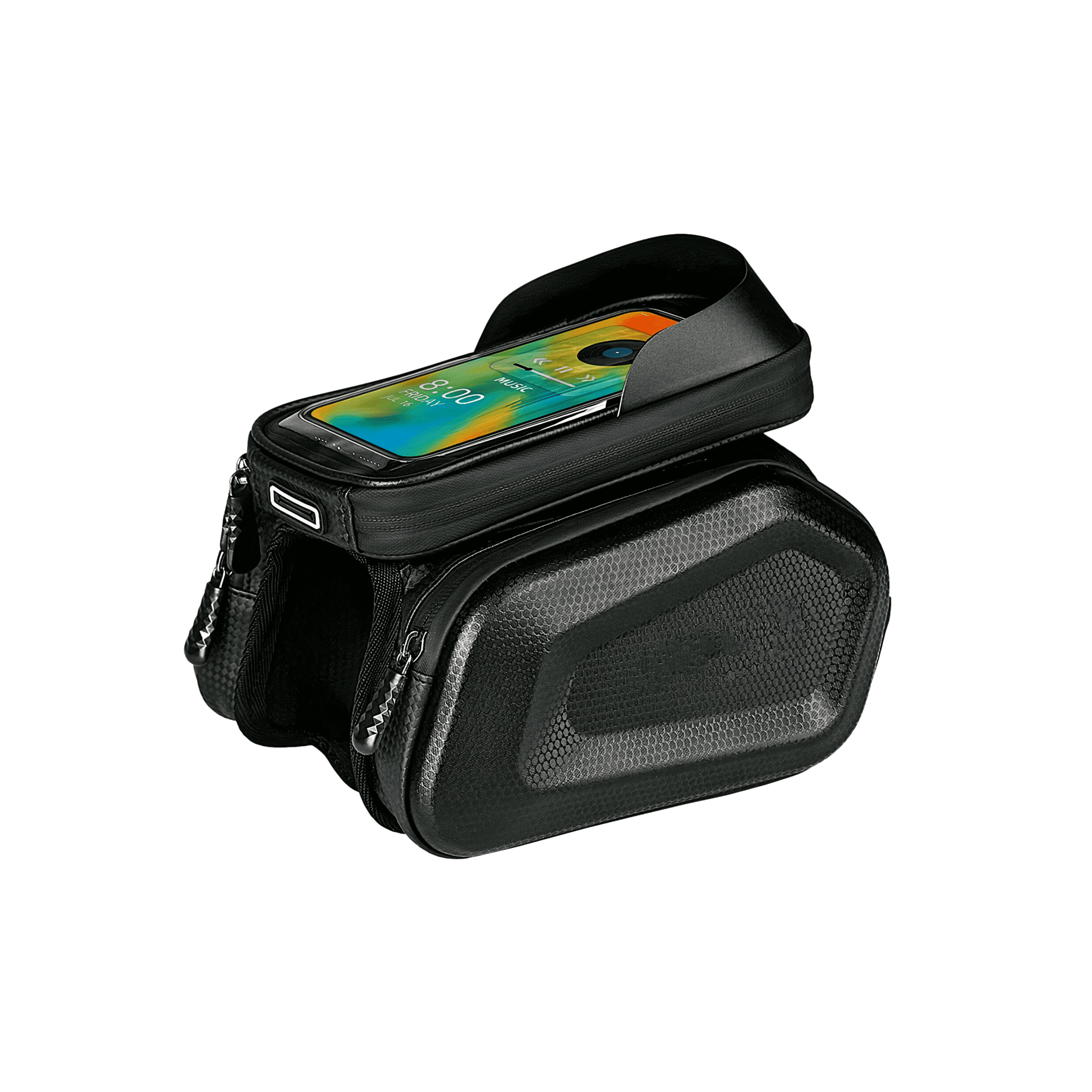 Bike frame bag with phone holder - ScootiBoo